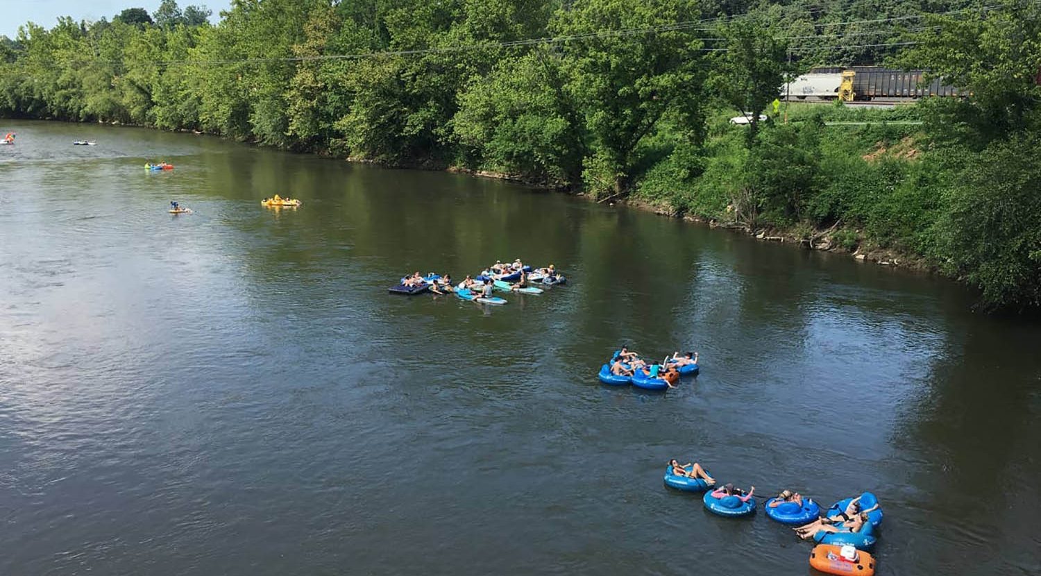 Tourist Inner Tubing on the French Broad Tourist Inner Tubing on the French Broad
