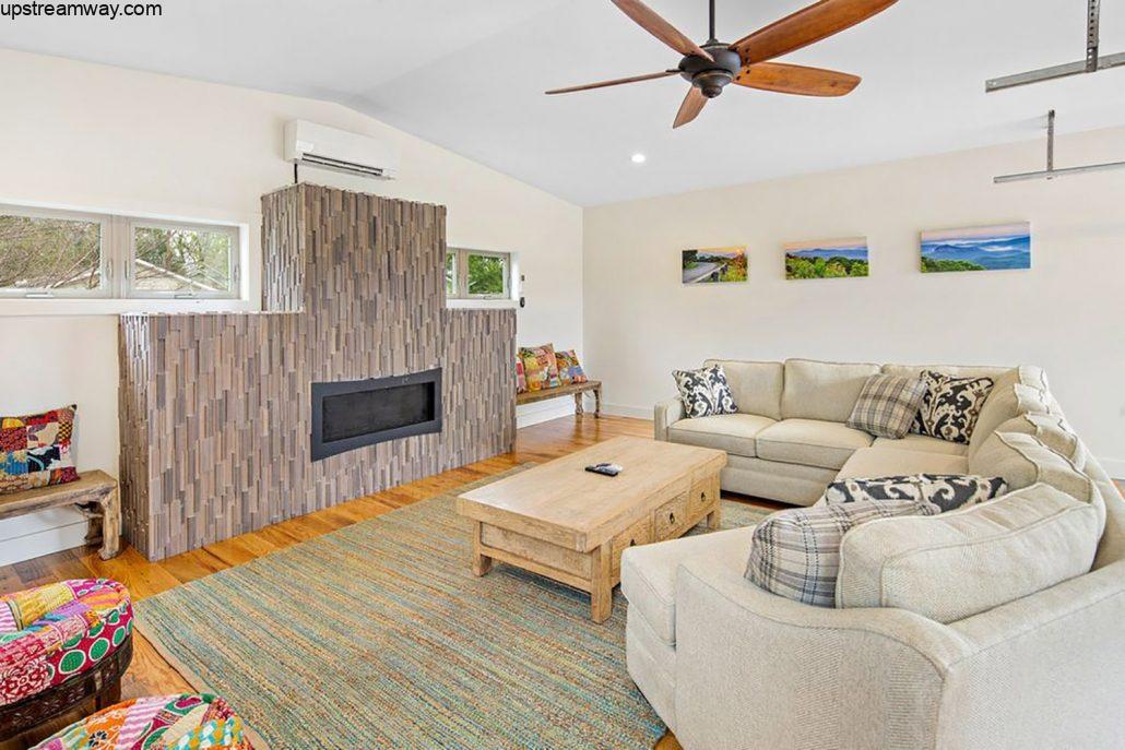 Upstream Way Penthouse Fireplace in the Living Room Upstream Way Penthouse Fireplace in the Living Room